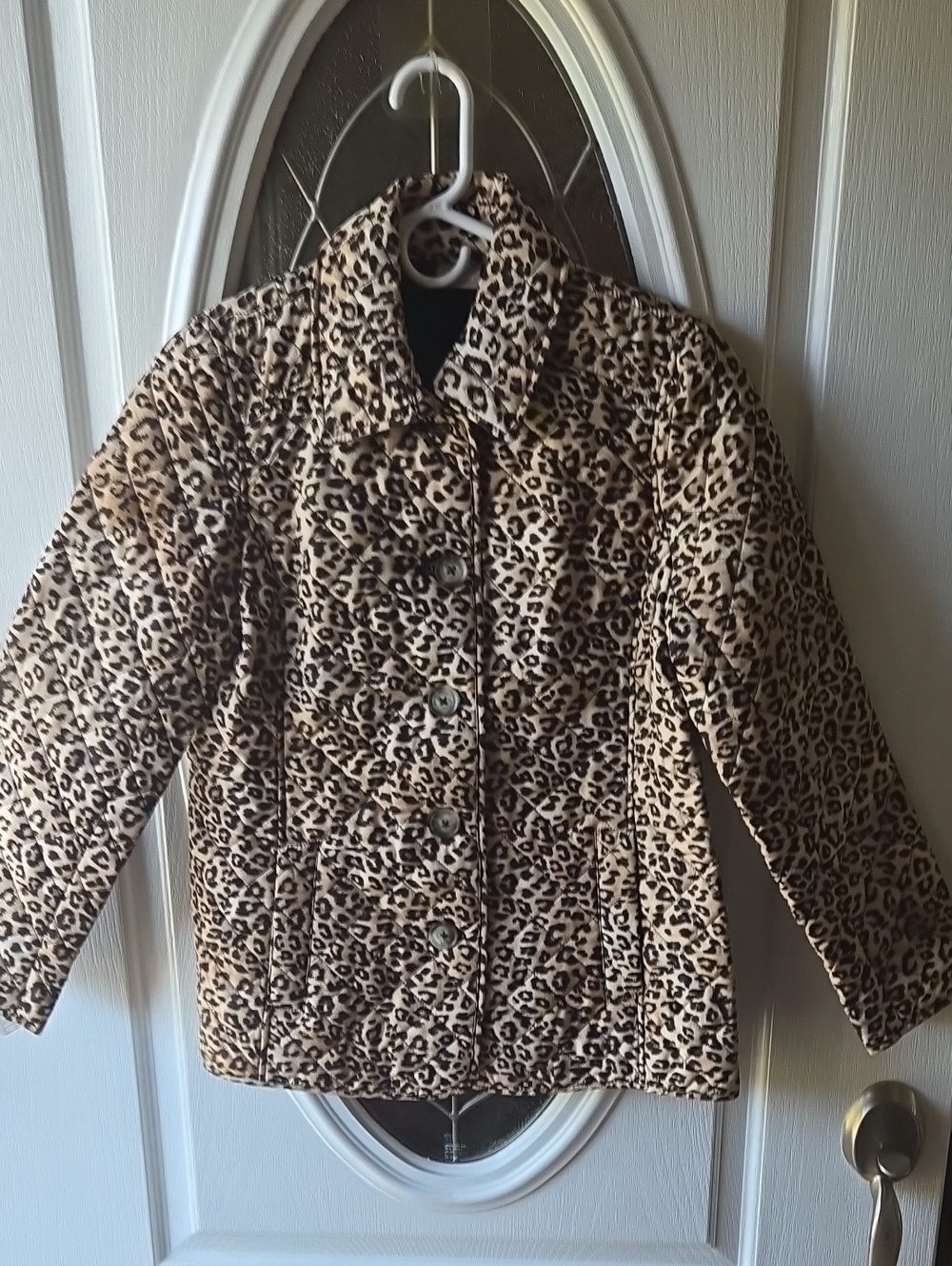 Chico's Leopard Print Quilted Jacket - Beige & Black